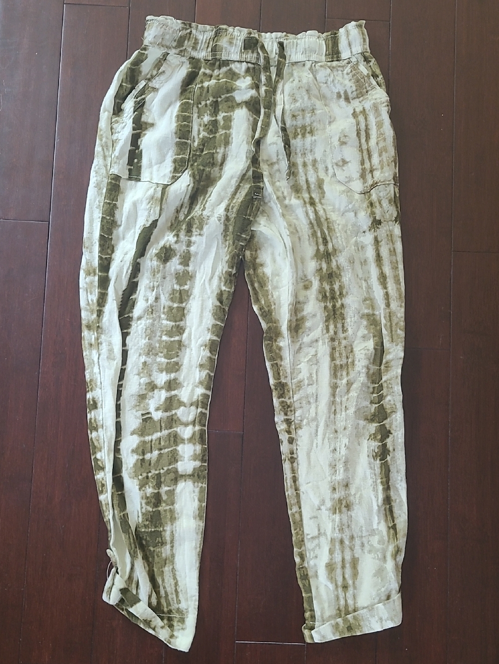 Rewash Linen Blend Tie-Dye Casual Pants